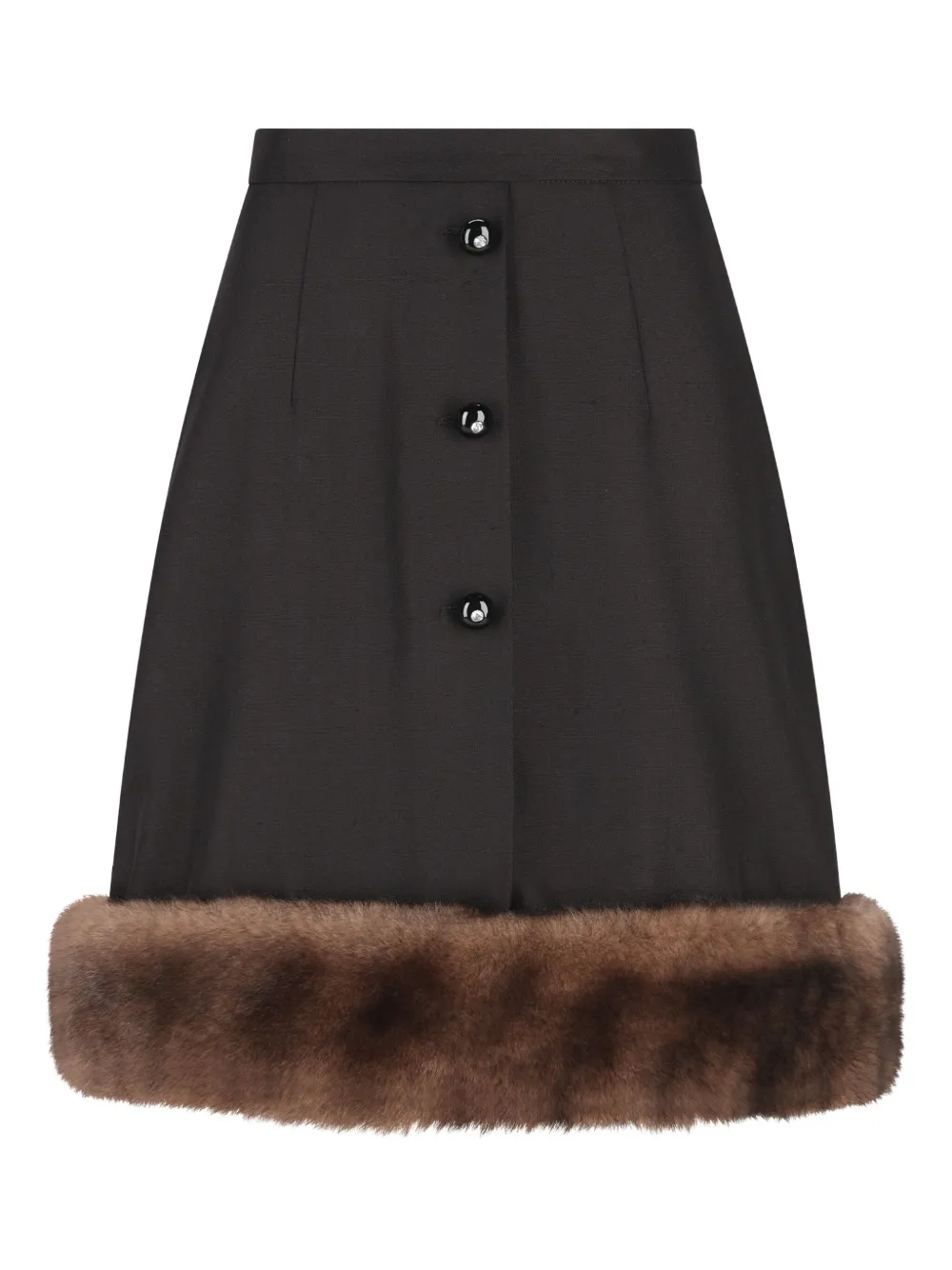 Valentino Garavani fur-trim button skirt - Nero