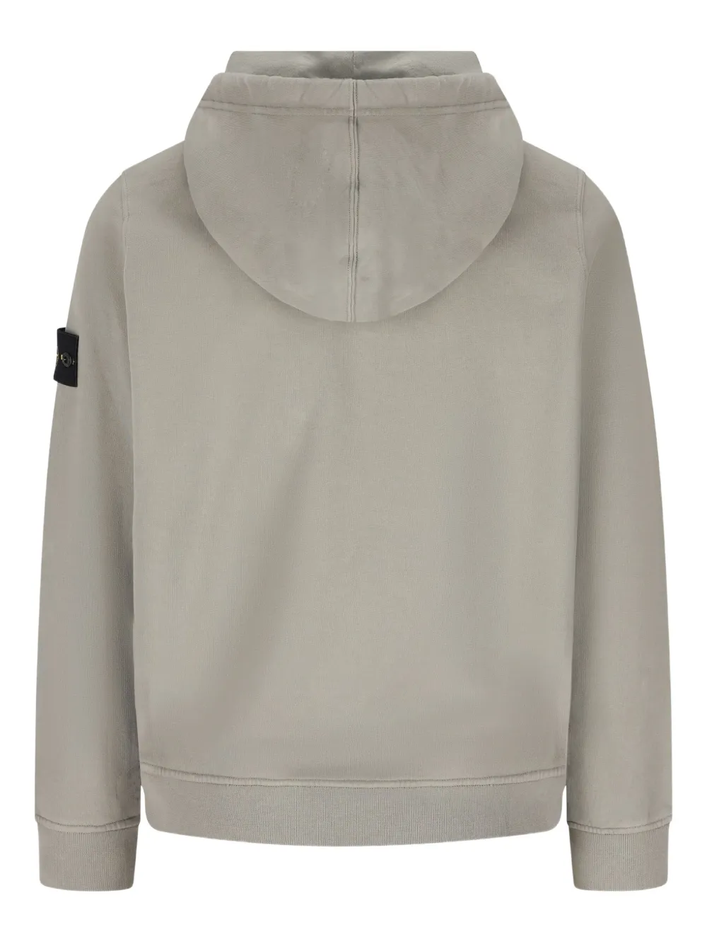 Stone Island Logo Patch Zip-up Hoodie In Gray