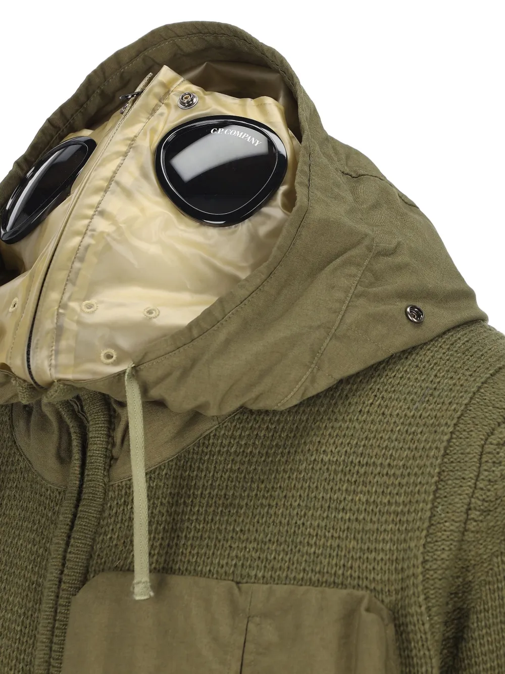 C.P. Company Hoodie met opgestikte zak en rits Groen