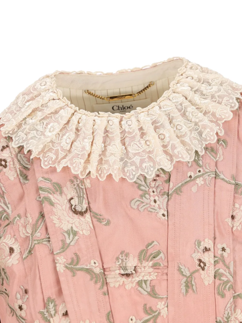 Chloé Baroque Silk-blend Taffeta Jacket With Floral Jacquard Women In Pink