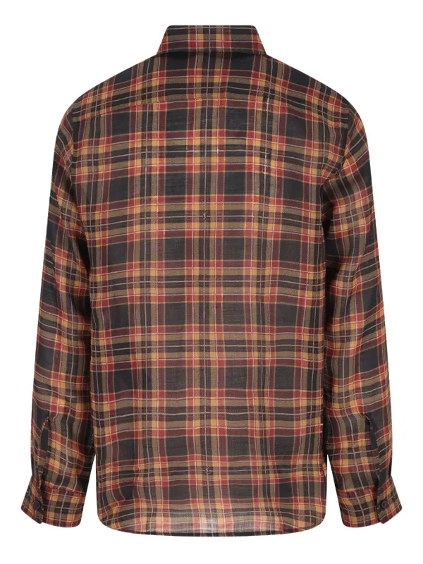 Saint Laurent Camisa Cassandre Xadrez Com Bolso | Preto | FARFETCH BR