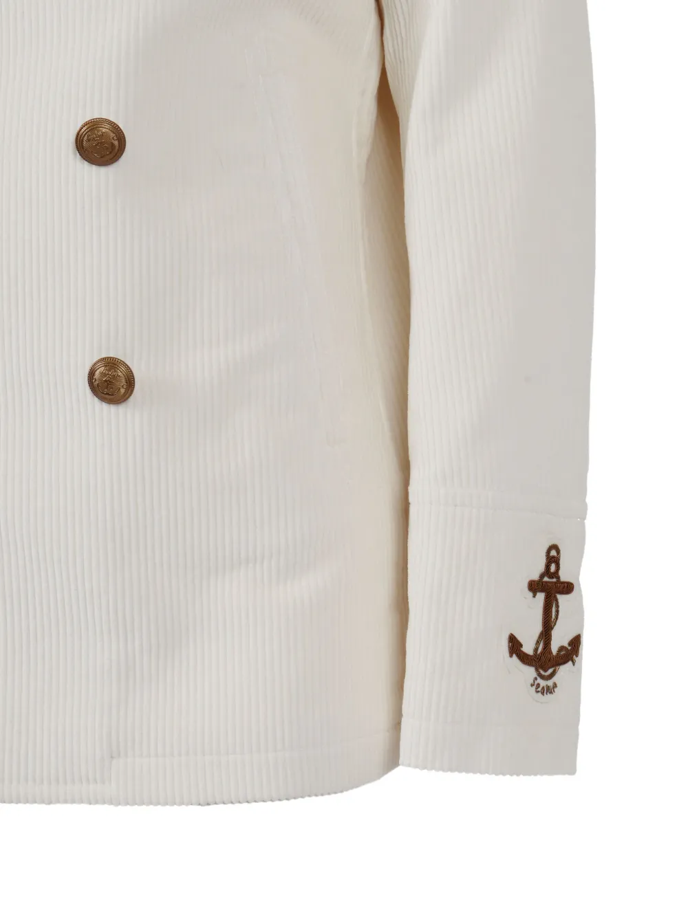 Sealup Ribfluwelen sailorjas met dubbele rij knopen Beige