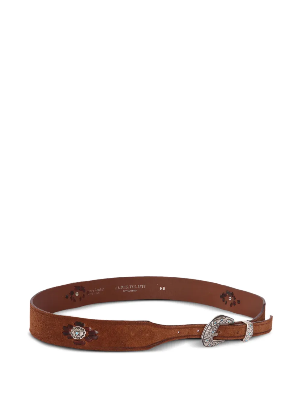 ALBERTO LUTI Suède riem met studs - Bruin