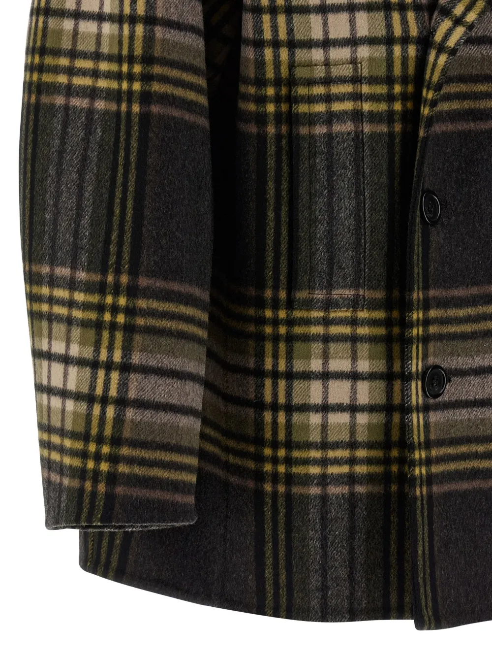 Saint Laurent Double-breasted Tartan-check Coat In Multi