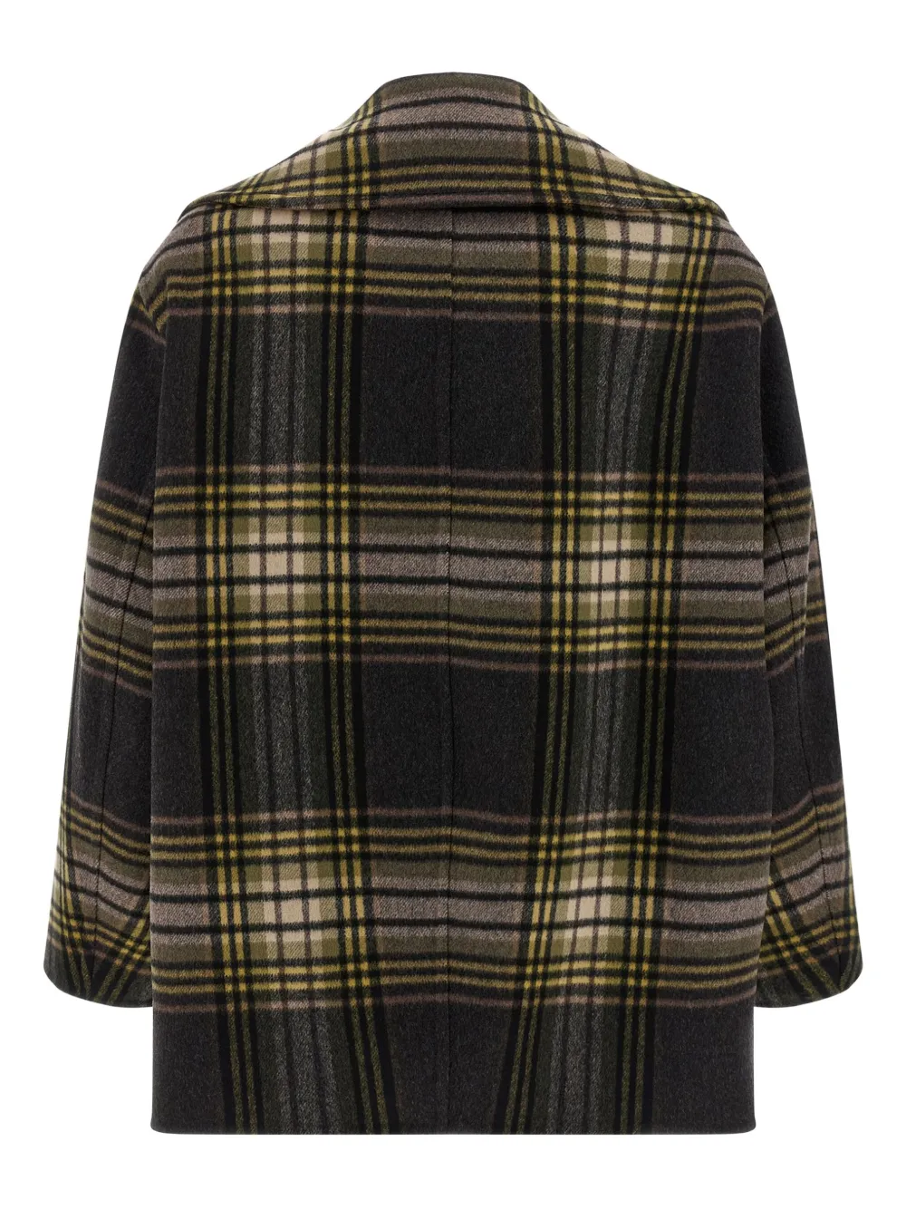 Saint Laurent Double-breasted Tartan-check Coat In Multi