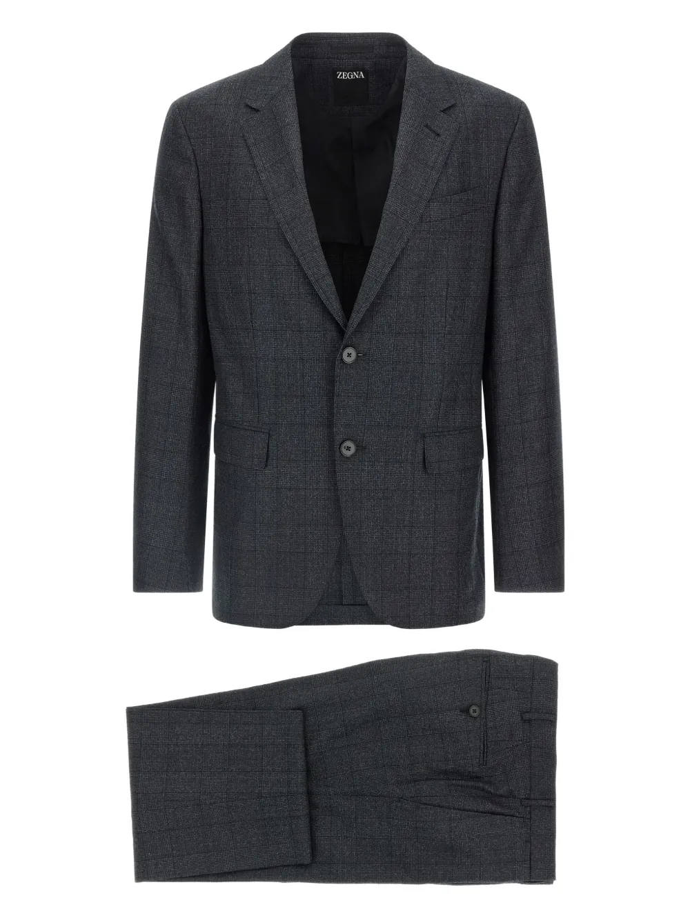 Zegna Single-breasted Blazer And Trousers Two-piece Set In Gray