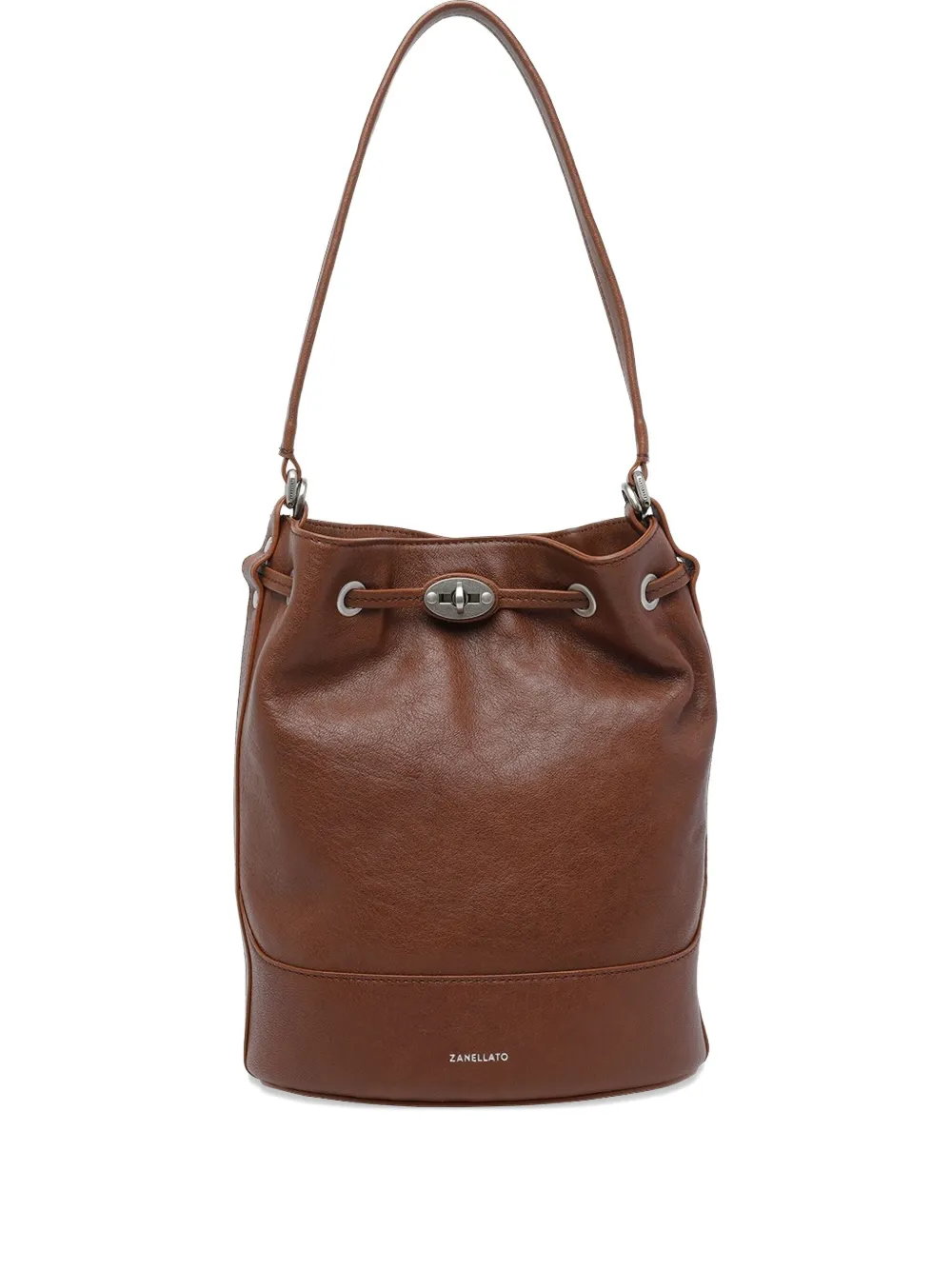 Zanellato Monda Magnetic Leather Bucket Bag In Brown