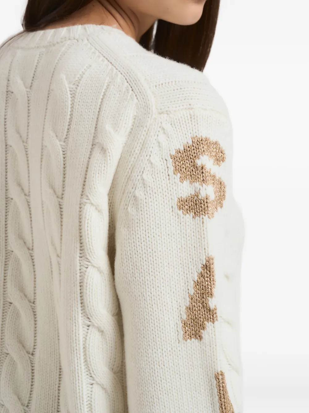 Mc2 Saint Barth Cable-knit Sweater In Neutral