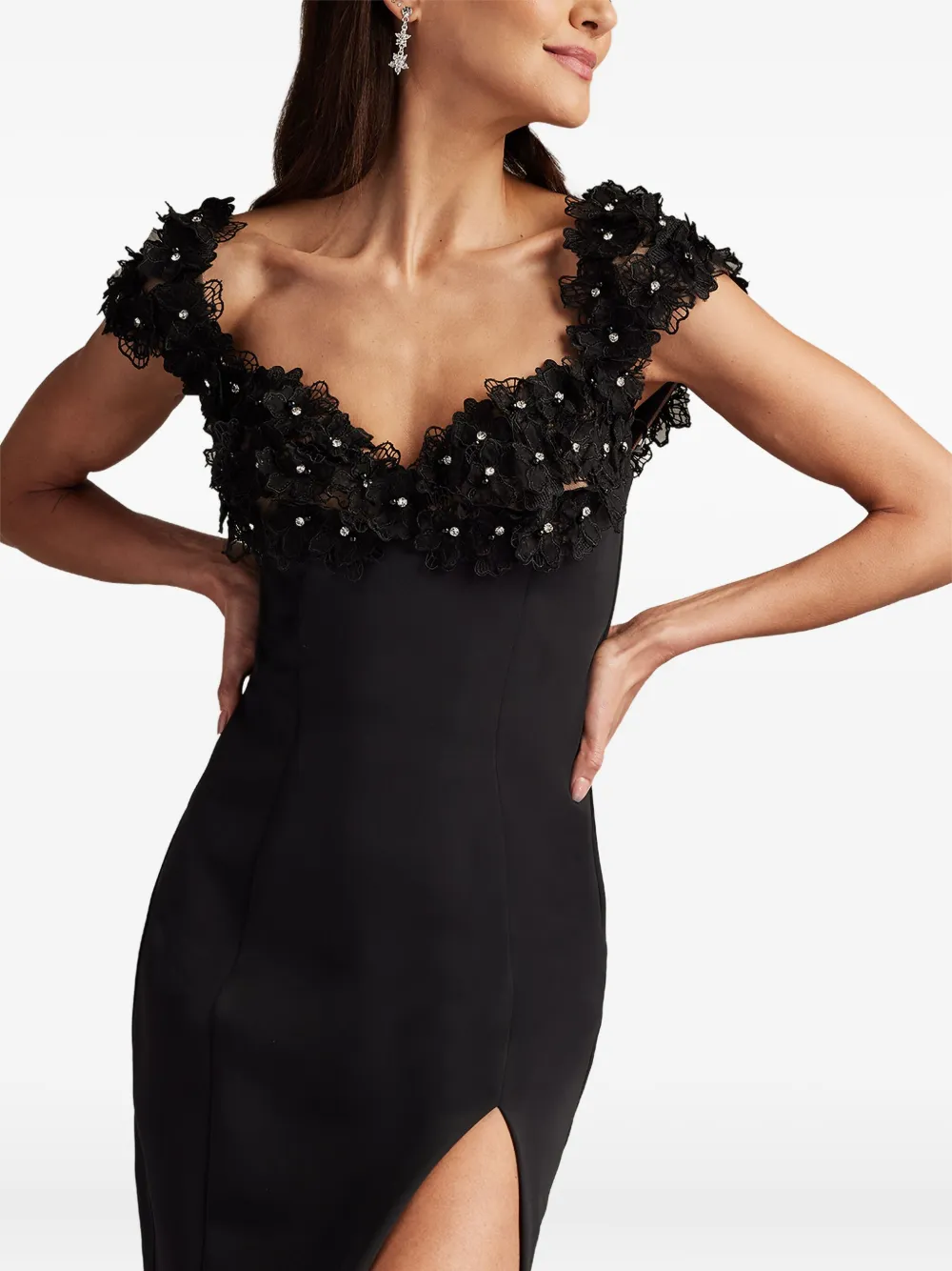 Tadashi Shoji Sone jurk met bloemenkant Zwart