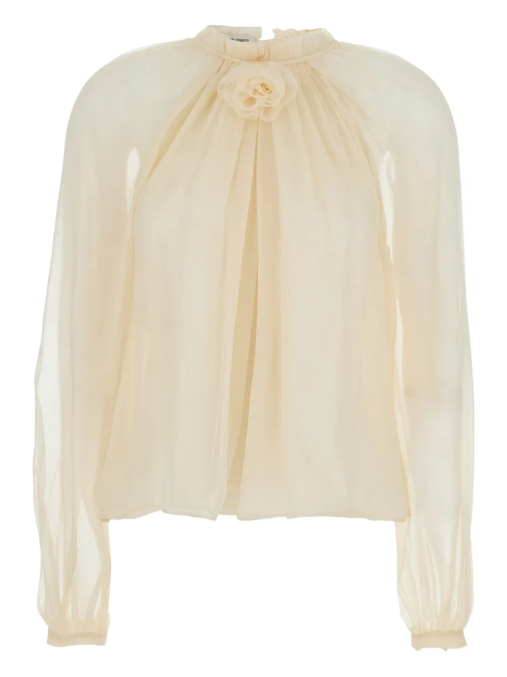Alberta Ferretti Balloon-sleeve Satin Blouse In Neutral