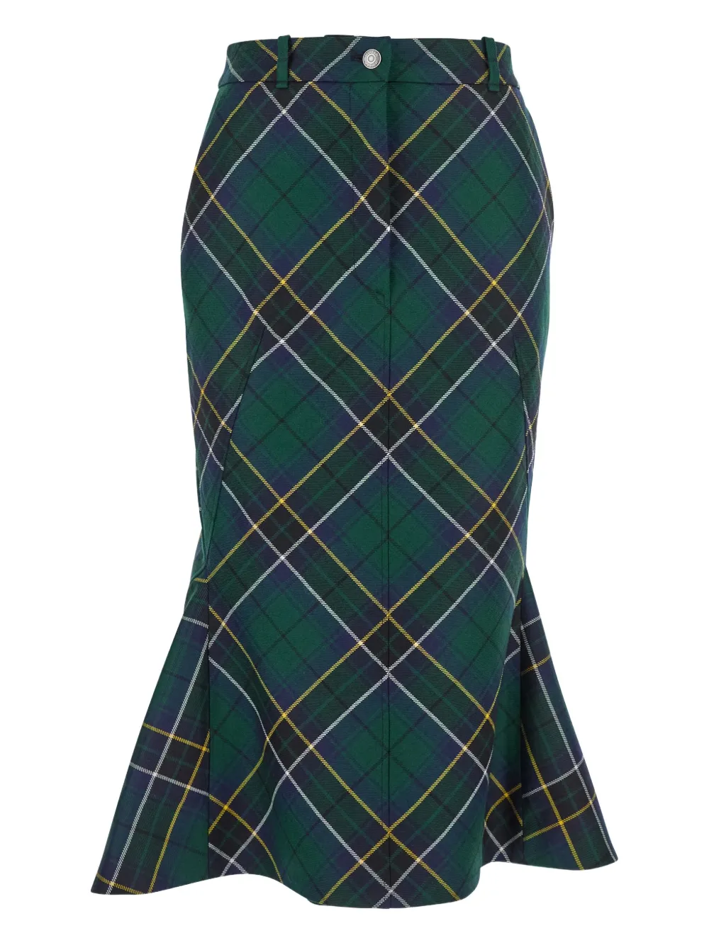 Alexander McQueen tartan draped midi skirt - Verde