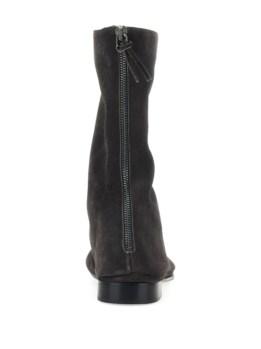 Alberta Ferretti Brown Ankle Boots With Zip On The Back In Suede Woman In Brown