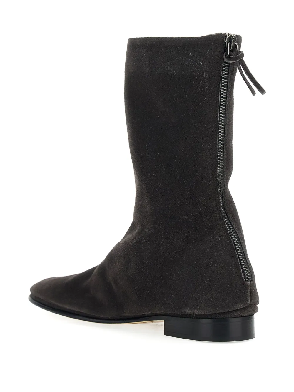 Alberta Ferretti Brown Ankle Boots With Zip On The Back In Suede Woman In Brown