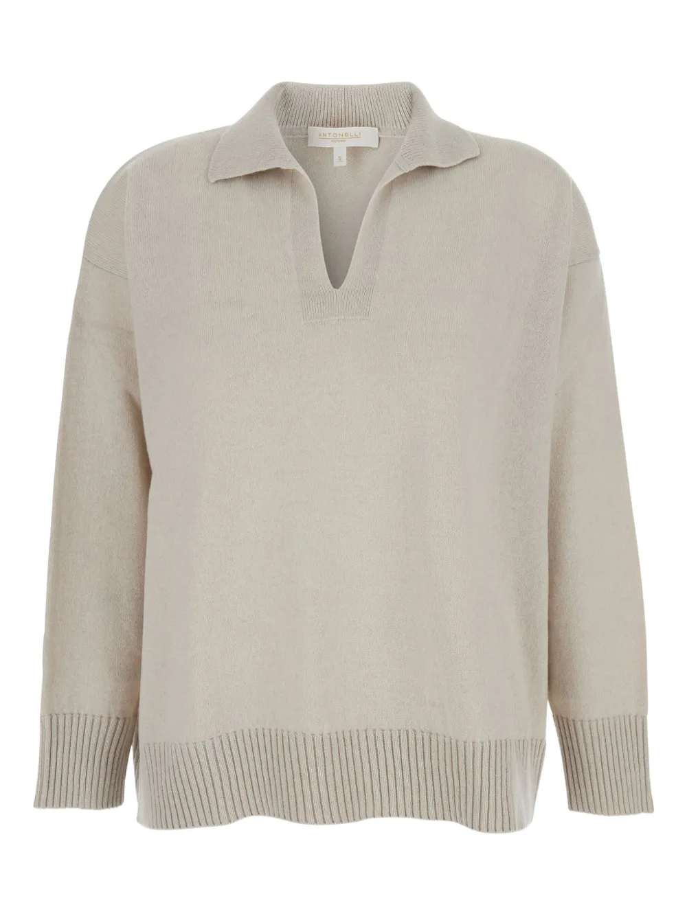 Antonelli V-neck Long-sleeve Knitted Sweater In Neutral