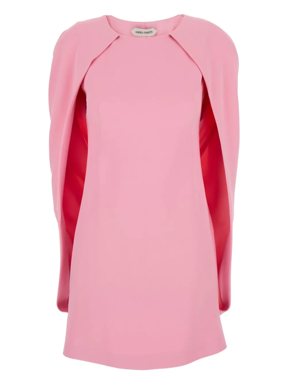 Alberta Ferretti draped-shoulders crew-neck mini dress - Rosa