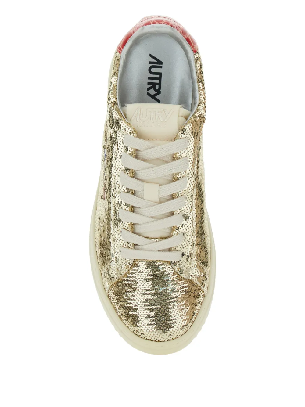Autry Medalist Gold-colored Sneaker With Contrasting Heel And All-over Bead Application In Leather Blend W In Multi
