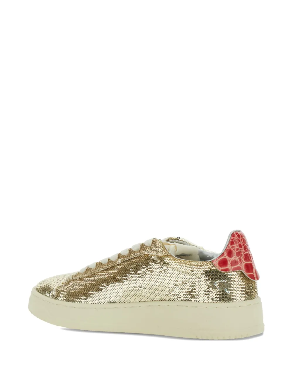 Autry Medalist Gold-colored Sneaker With Contrasting Heel And All-over Bead Application In Leather Blend W In Multi