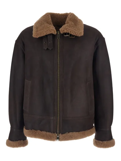 Arma strap closure shearling jacket