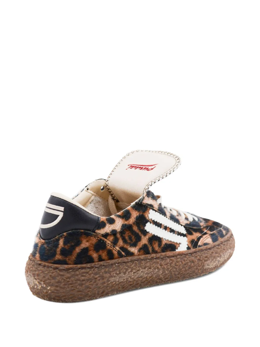 Puraai Polly Tab sneakers met luipaardprint Bruin