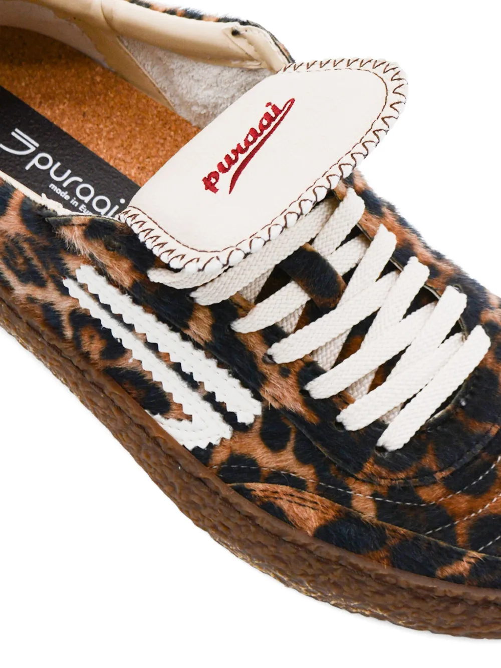 Puraai Polly Tab sneakers met luipaardprint Bruin