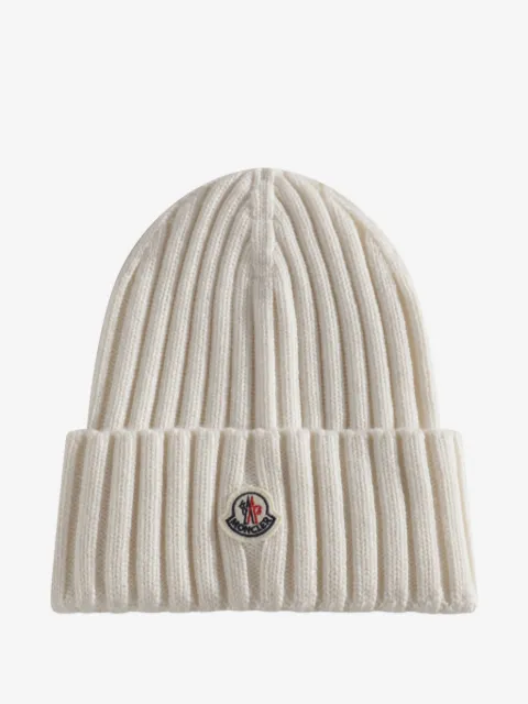 Moncler bonnet côtelé à patch logo
