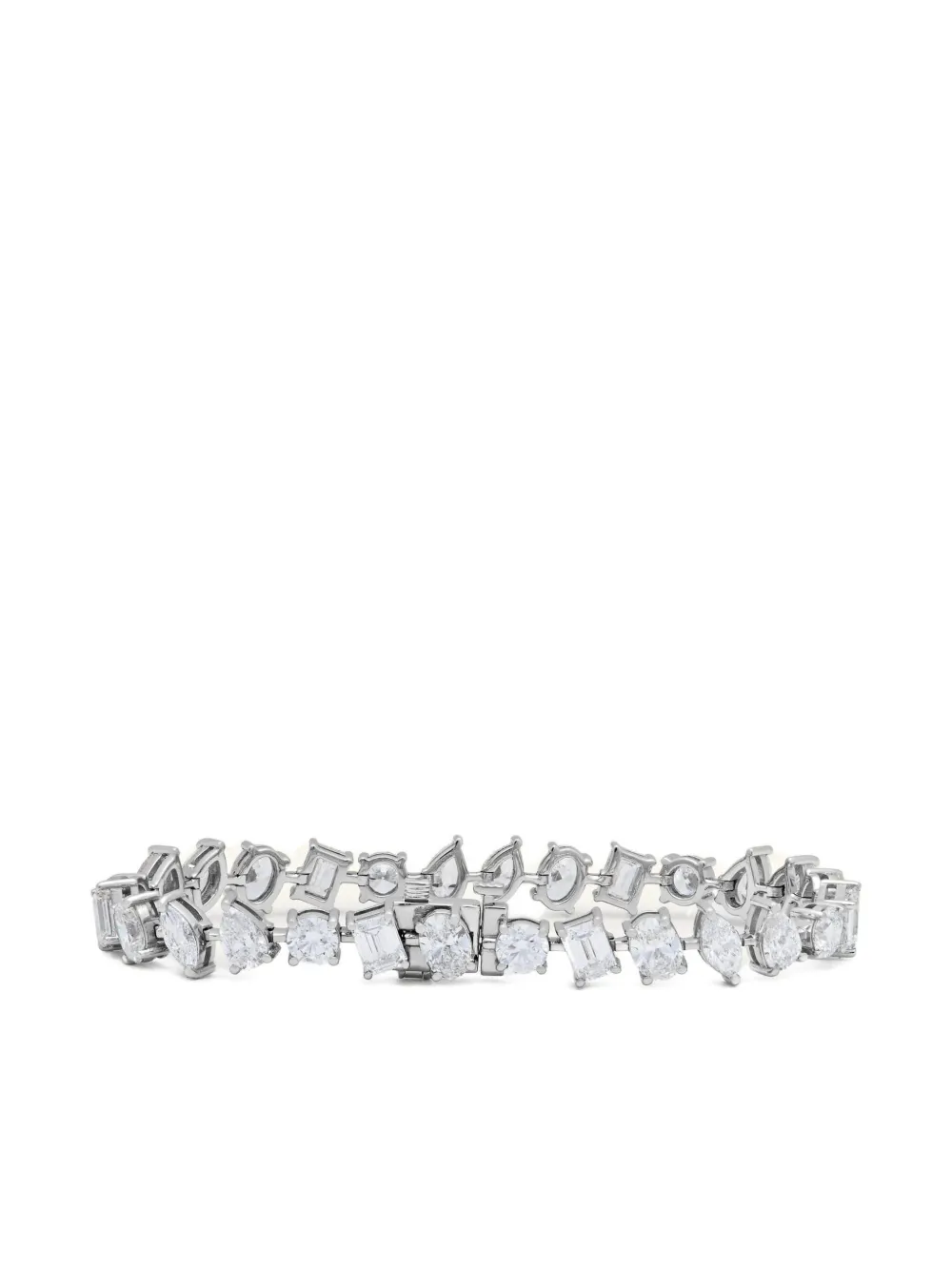 Jewels Aficionado 18k White Gold Diamond Confetti Tennis Bracelet In Silver
