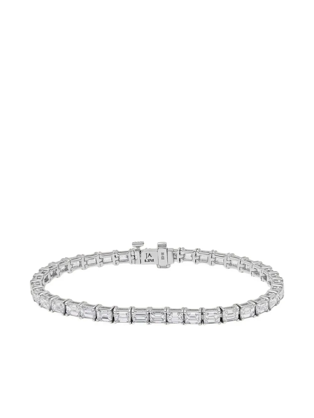 Jewels Aficionado 18k White Gold Alya Emerald-cut Diamond Tennis Bracelet In Silver