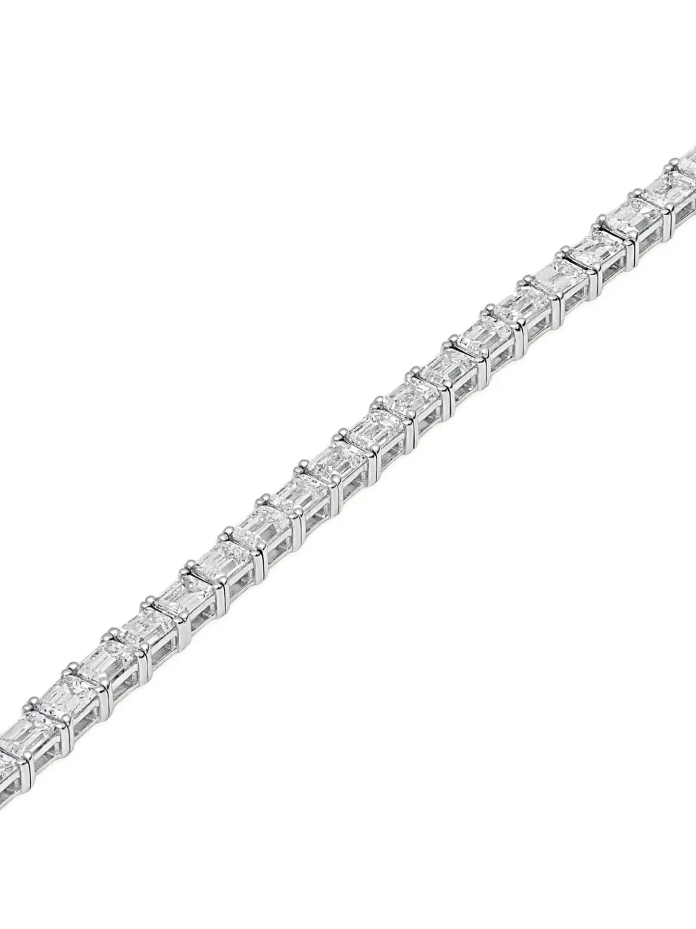 Jewels Aficionado 18k White Gold Alya Emerald-cut Diamond Tennis Bracelet In Silver