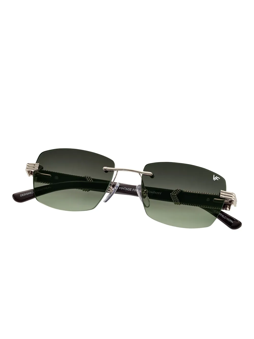 Vintage Frames Company Bal Harbour Rimless Sunglasses In Green