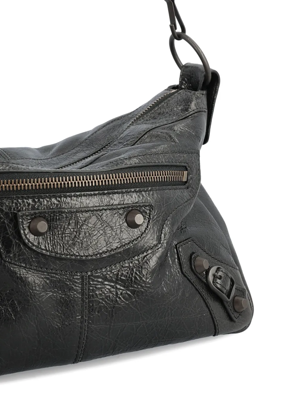 Balenciaga Small Le City Moto Leather Shoulder Bag In Black