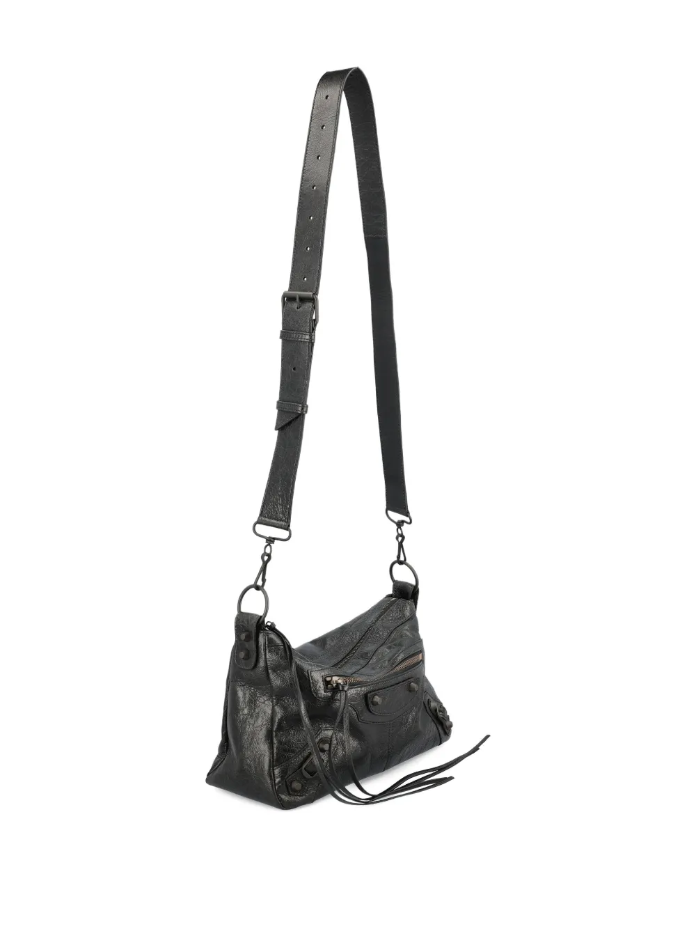 Balenciaga Small Le City Moto Leather Shoulder Bag In Black