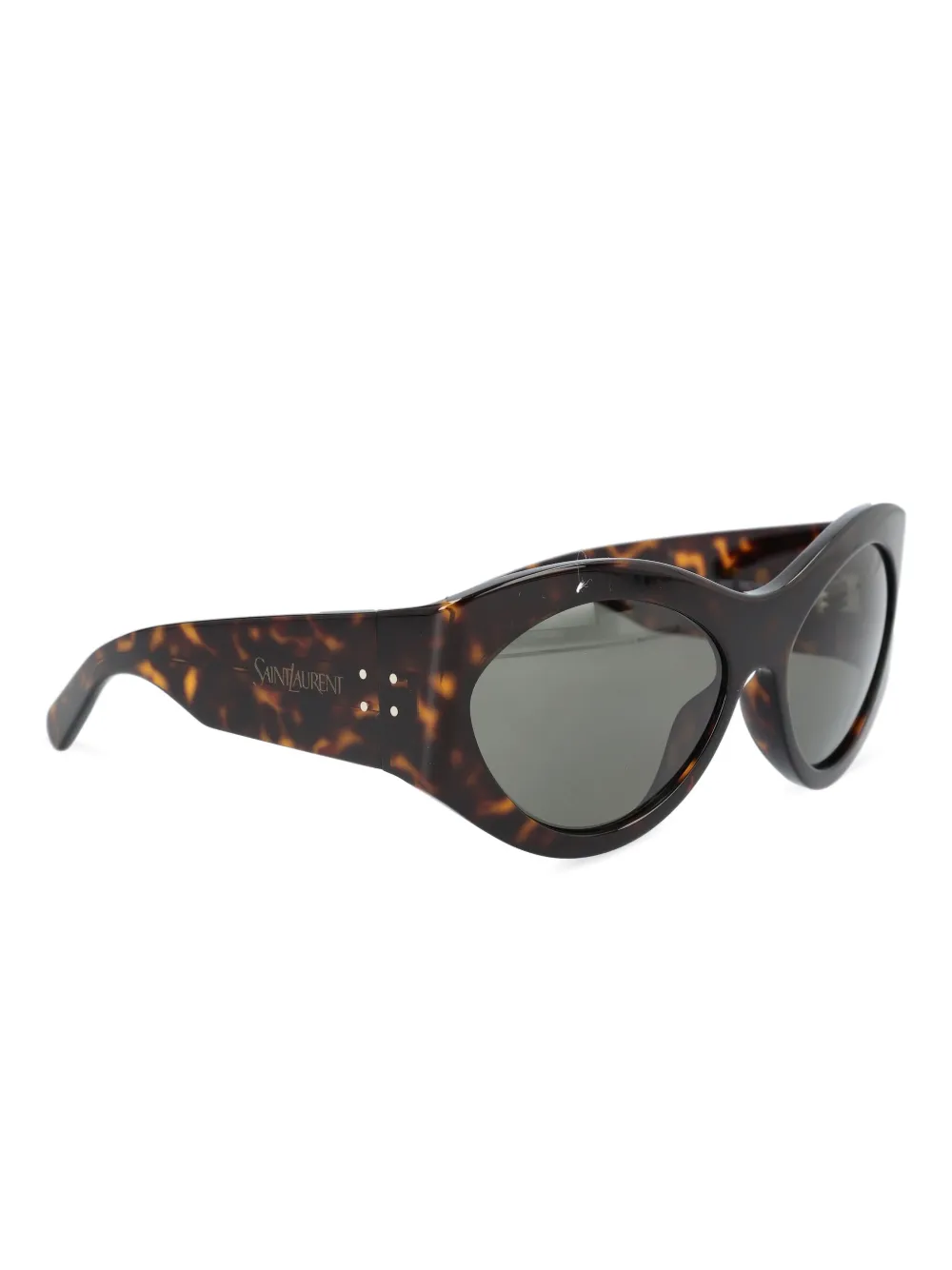Saint Laurent geometric-frame tortoiseshell sunglasses - Bruin