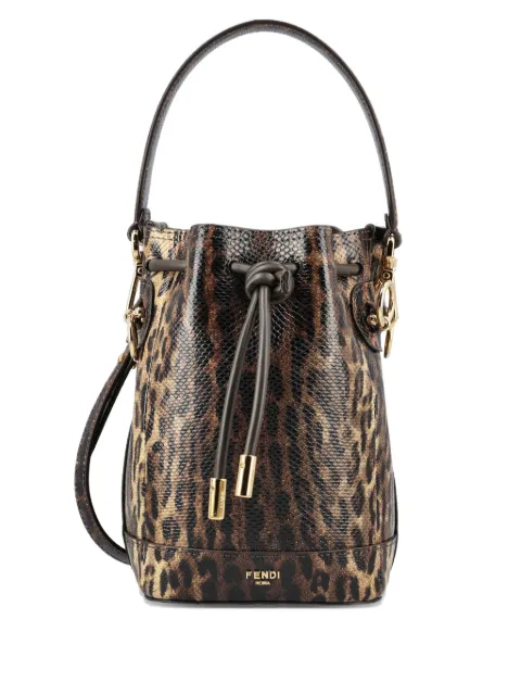 FENDI drawstring-closure leopard-print bucket bag