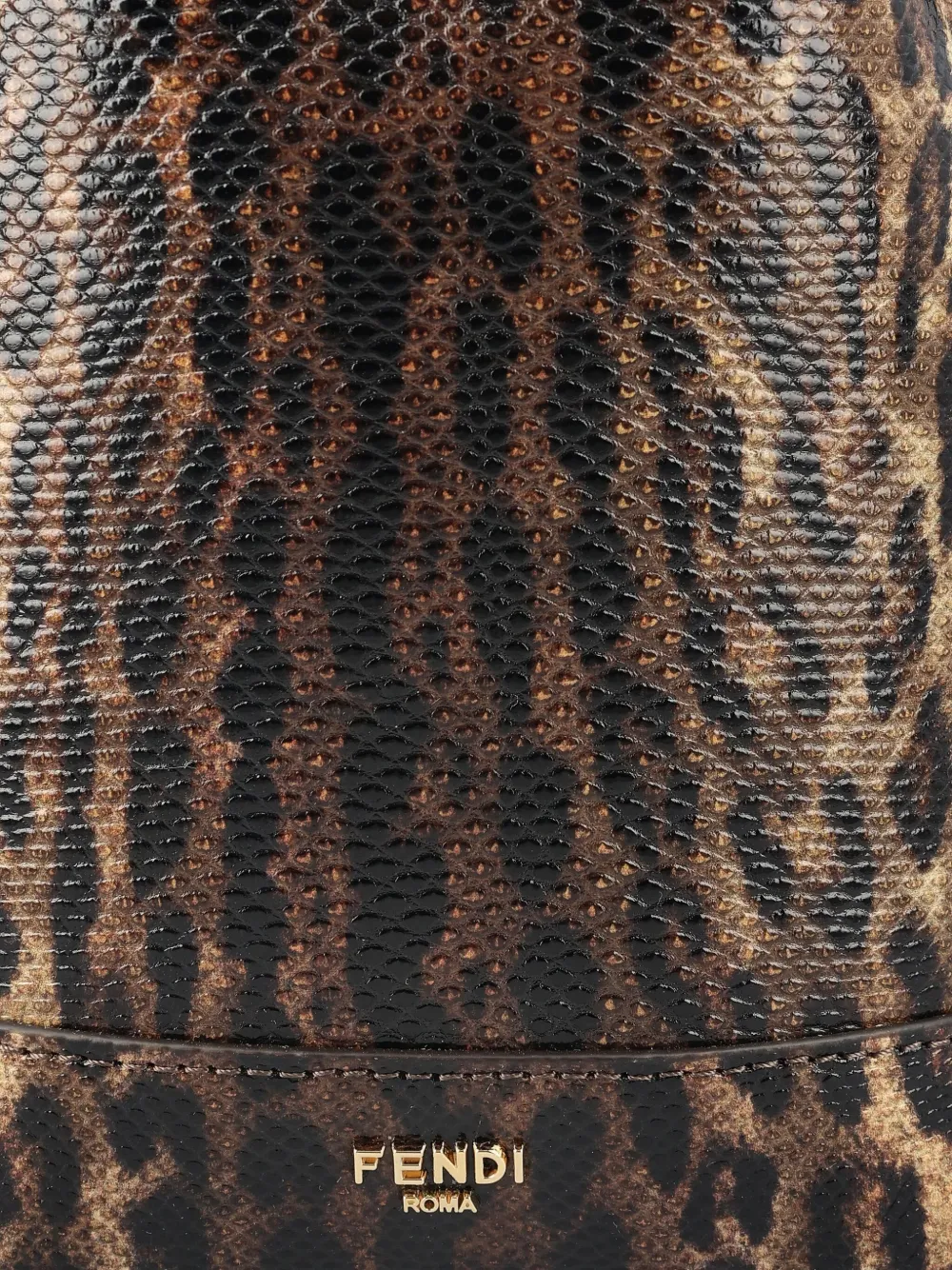 Fendi Drawstring-closure Leopard-print Bucket Bag In Brown