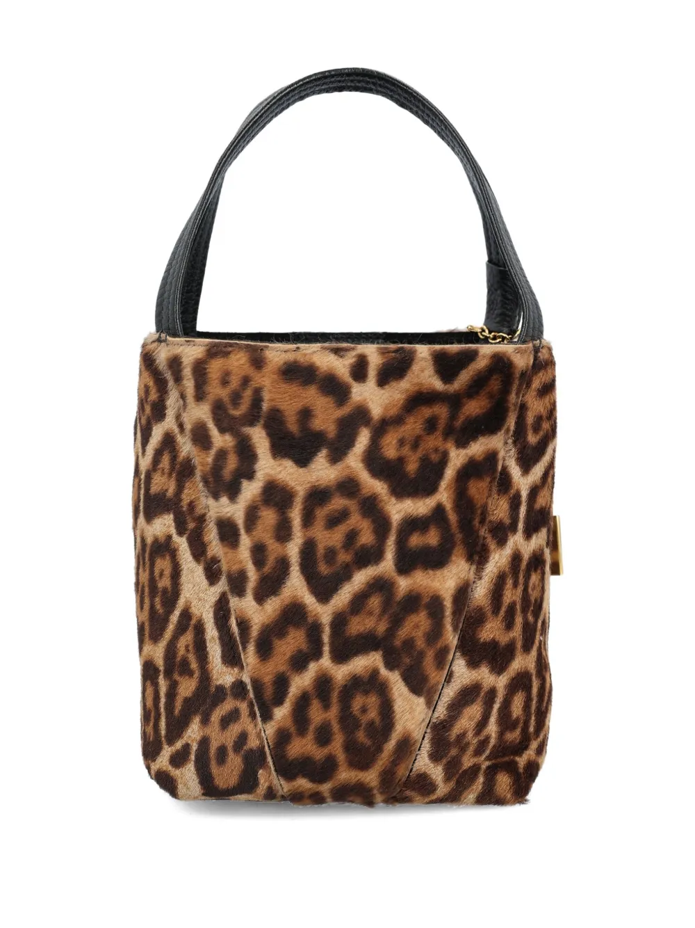 Chloé Small Leopard-print Shearling Bucket Bag In Brown