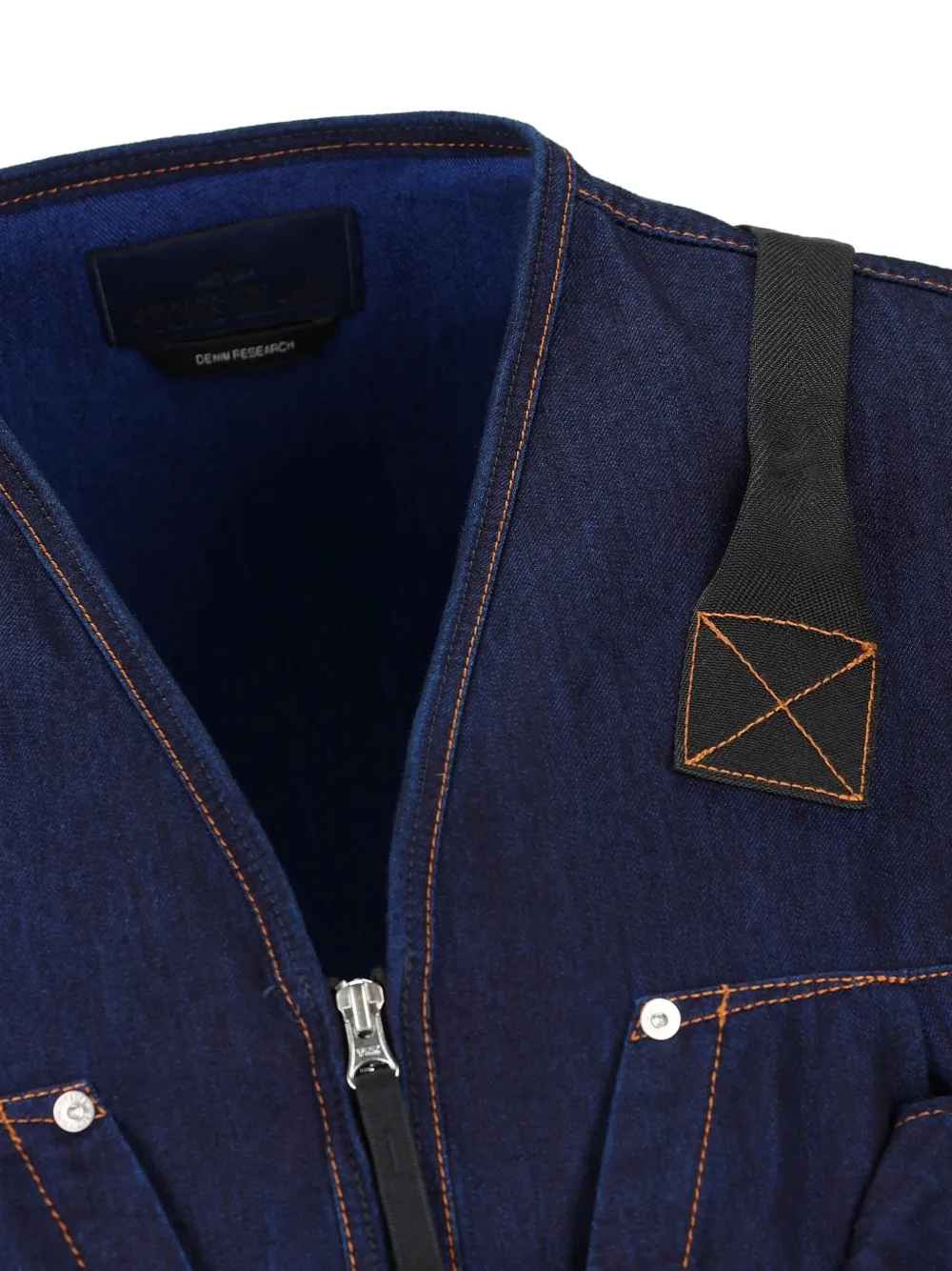 Stone Island Denim vest met meerdere zakken Zwart