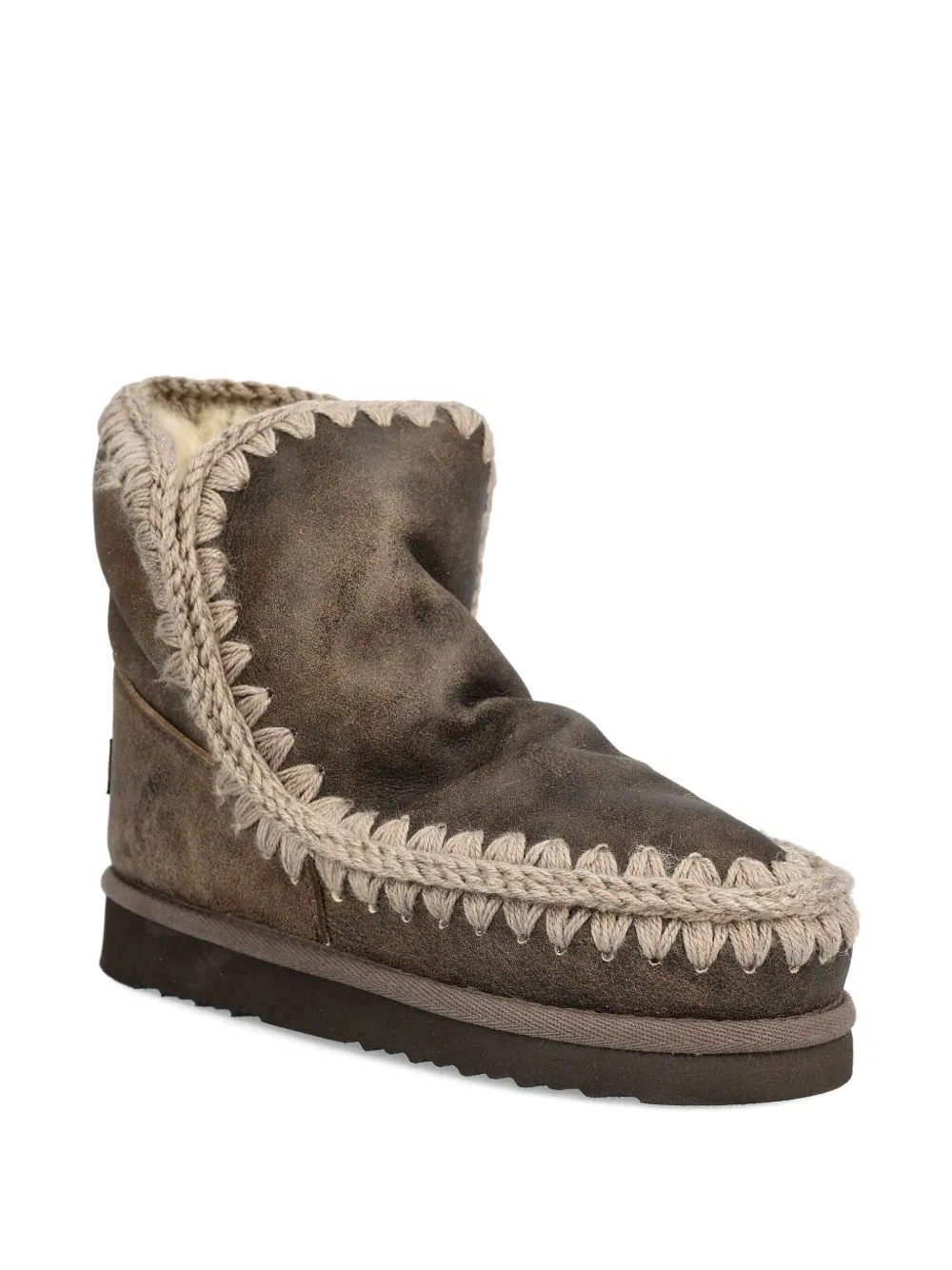 Mou Crochet-trim Boots In Brown