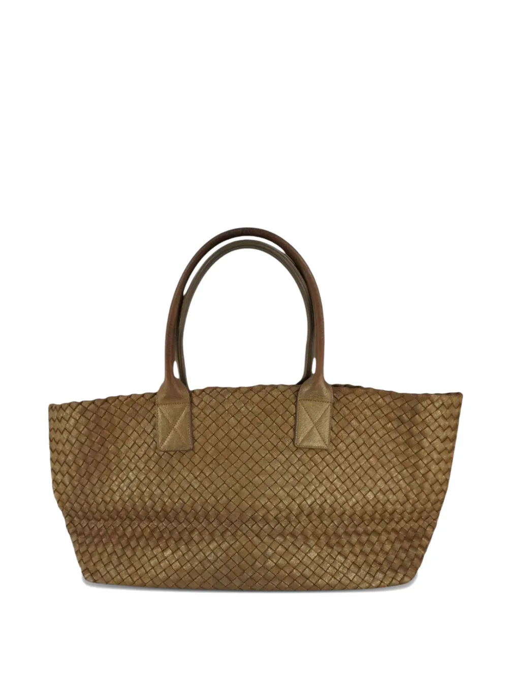 Pre-owned Bottega Veneta Limited Edition Woven Cabat Tote Bag In Brown