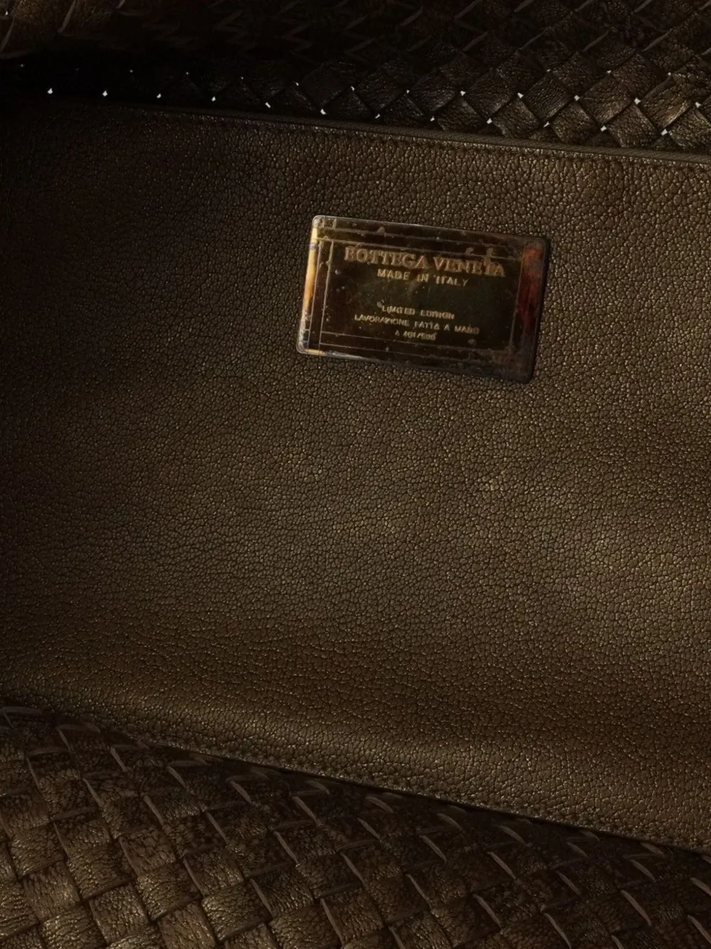 Pre-owned Bottega Veneta Limited Edition Woven Cabat Tote Bag In Brown