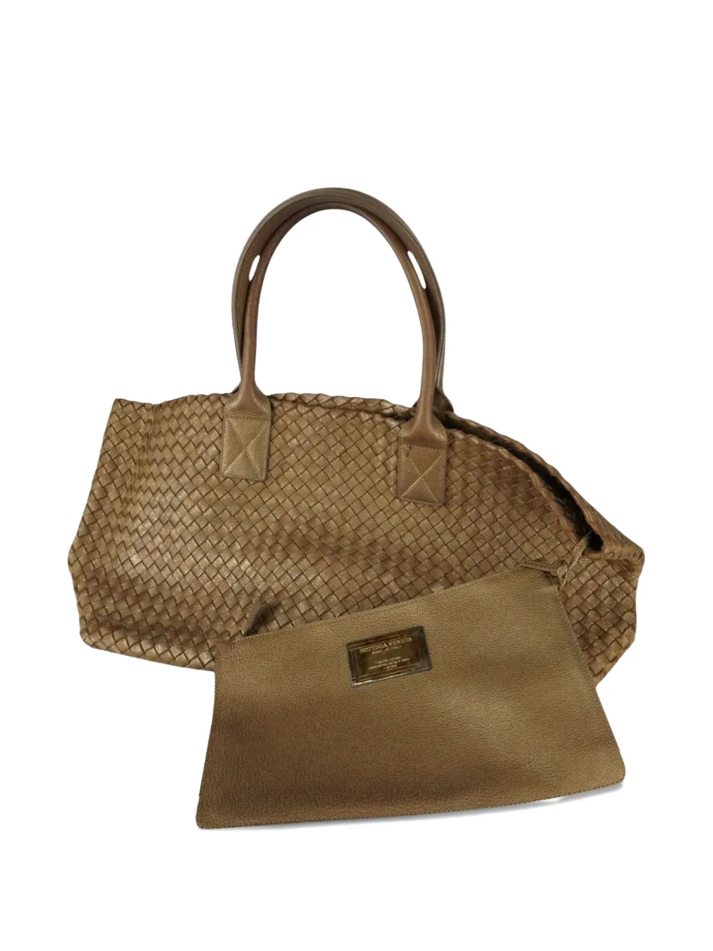 Pre-owned Bottega Veneta Limited Edition Woven Cabat Tote Bag In Brown