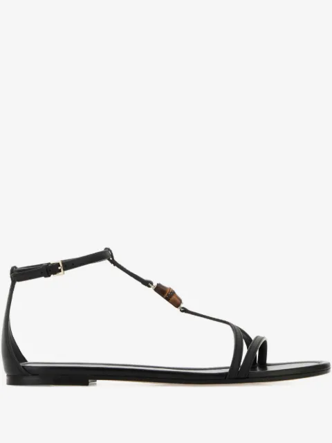 Gucci sandalias de piel con detalle de bambú