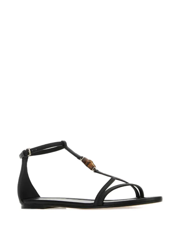 GUCCI グッチ ブラック ミュール サンダル バンブーヒール Gucci バンブーディテール レザーサンダル | ブラック | FARFETCH JP