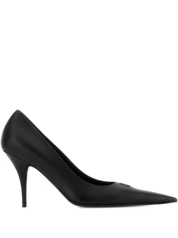 Balenciaga 90mm Avenue BB Editor Leather Pumps in Black