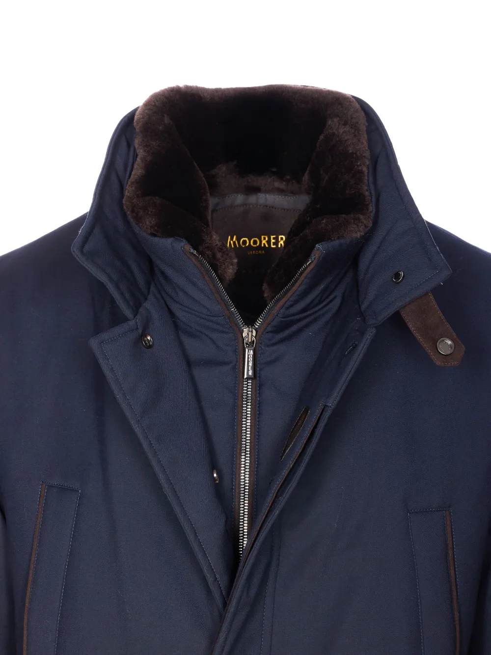 Moorer Jas met bontkraag Blauw