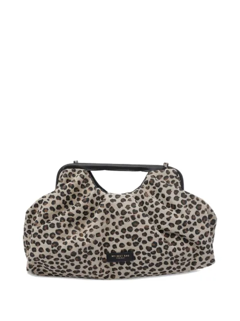 MY BEST BAG logo leopard tote bag
