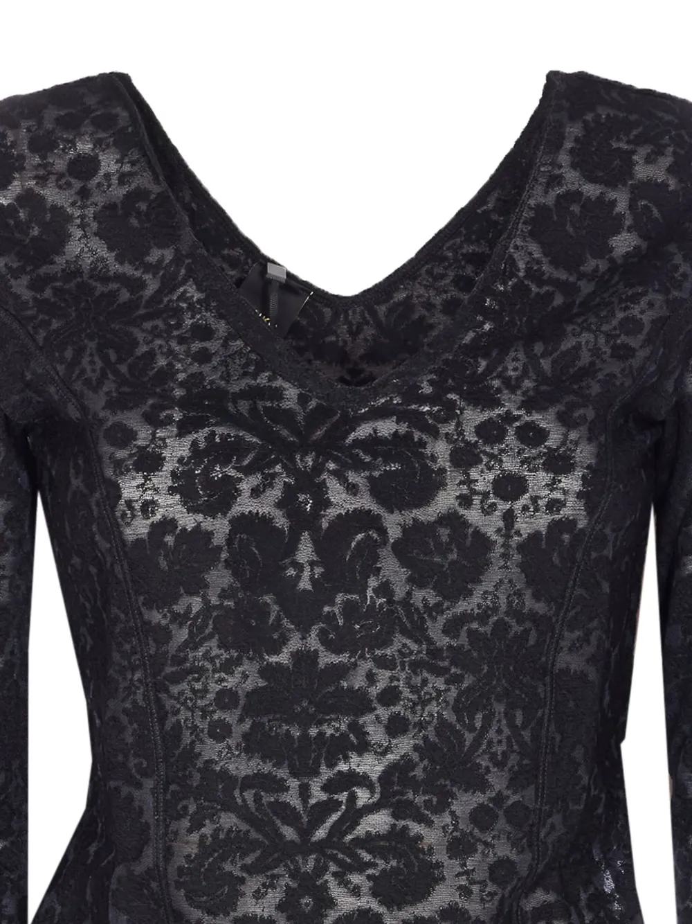 Pinko V-neck Long Sleeve Fitted Knitwear Top In Black