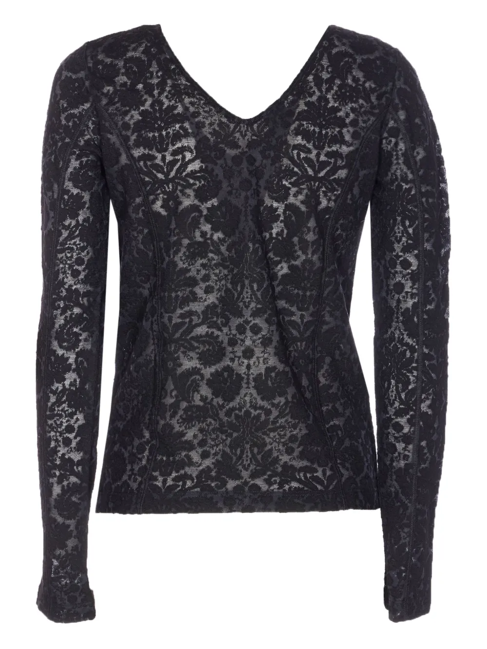 Pinko V-neck Long Sleeve Fitted Knitwear Top In Black