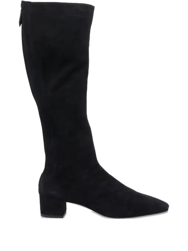 Aquazzura 35mm Pointed Toe Zip Boots in Black