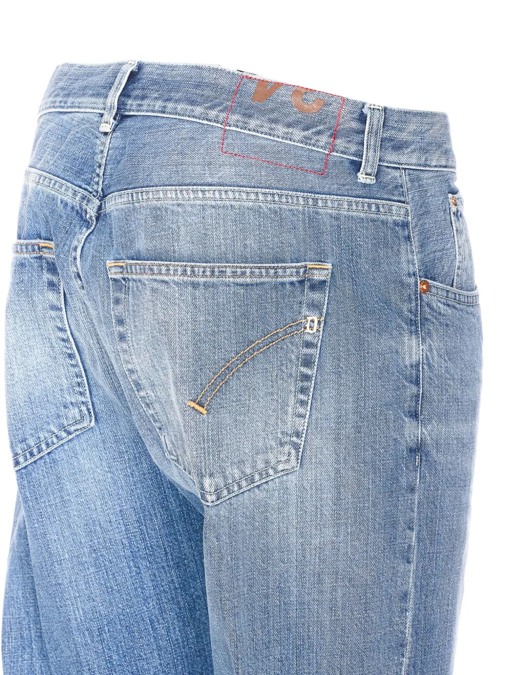 Dondup Slim Fit Carrot Trousers With Belt Loops In Blue