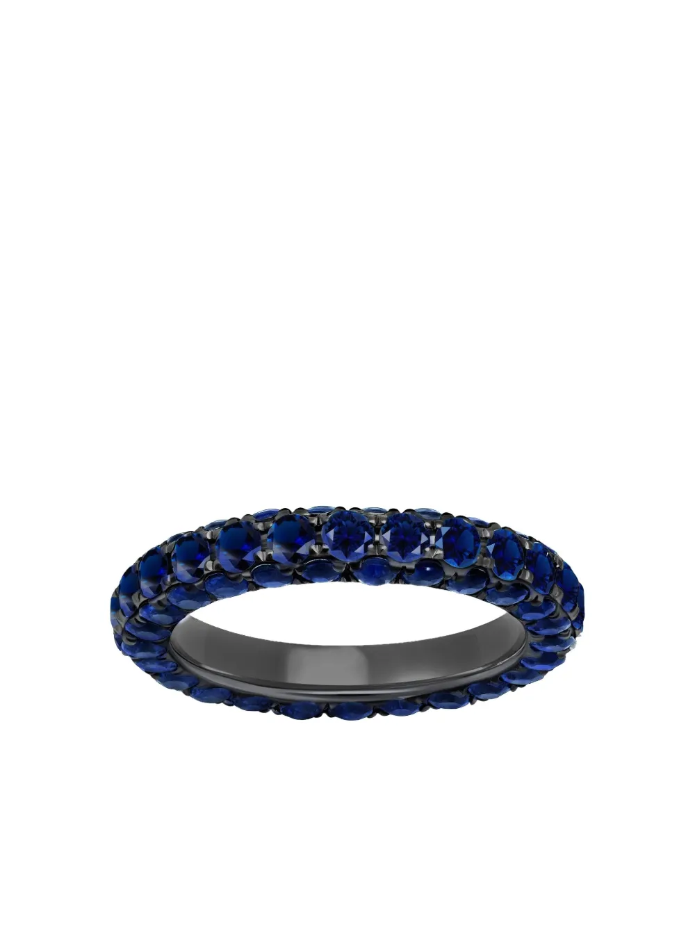 graziela Anello Three Sided in oro bianco 18kt con zaffiri - Nero